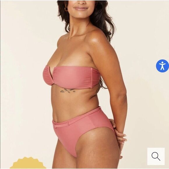 Andie Swim SCALA Strapless bikini top LIMITED EDITION COLOR PUNCH PINK Sz M NWT - Picture 3 of 13